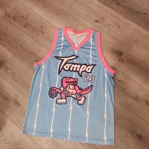 Rare Tampa Raptors Mens Blue and Pink Basketball Jersey XL